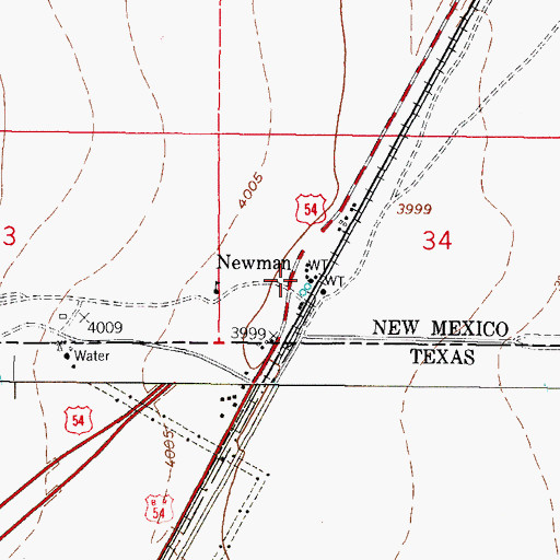 Topographic Map of Newman Post Office (historical), NM