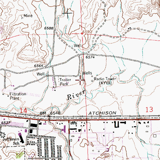Topographic Map of KYVA-AM (Gallup), NM