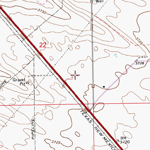Topographic Map of KYKK-AM (Hobbs), NM