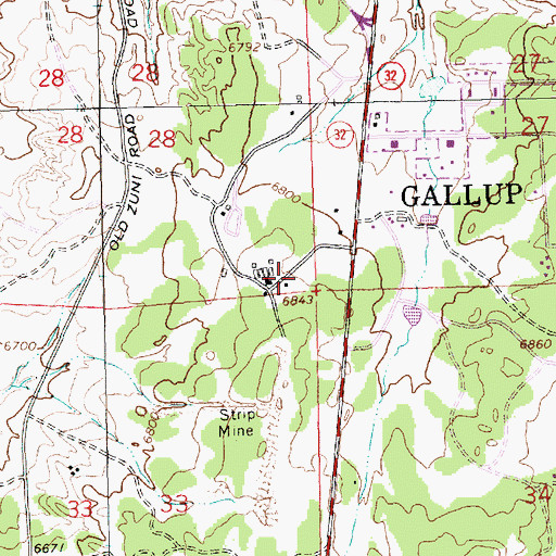 Topographic Map of KQNM-FM (Gallup), NM
