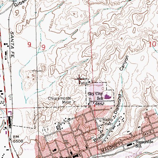 Topographic Map of KGLX-FM (Gallup), NM