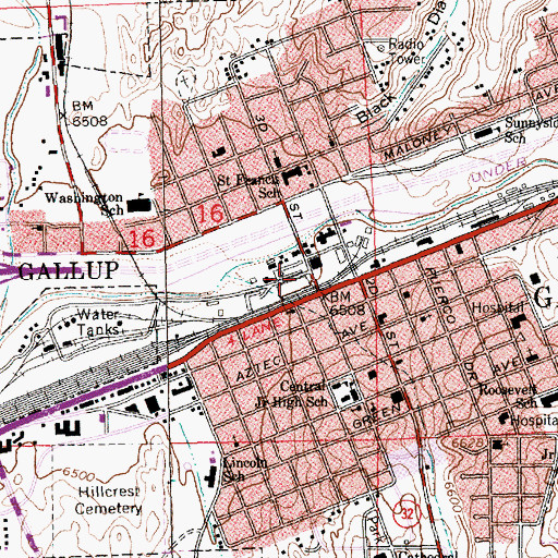 Topographic Map of Gallup Christian School, NM
