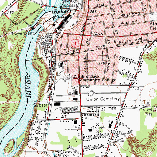 Topographic Map of Adirondack Community College, NY