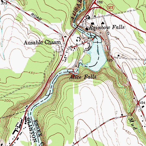 Topographic Map of Alice Falls, NY