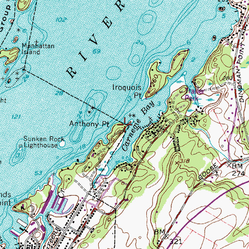 Topographic Map of Anthony Point, NY