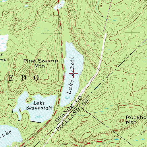 Topographic Map of Lake Askoti, NY