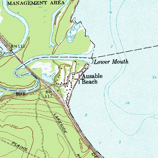 Topographic Map of Ausable Beach, NY