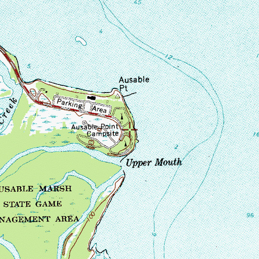Topographic Map of Ausable Point Campsite, NY
