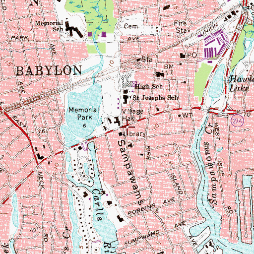 Topographic Map of Babylon, NY