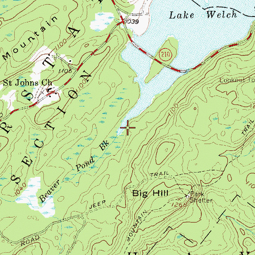Topographic Map of Beaver Pond Brook, NY