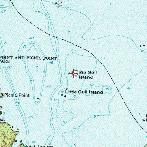 Topographic Map of Big Gull Island, NY