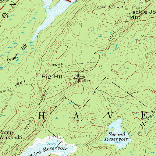 Topographic Map of Big Hill, NY