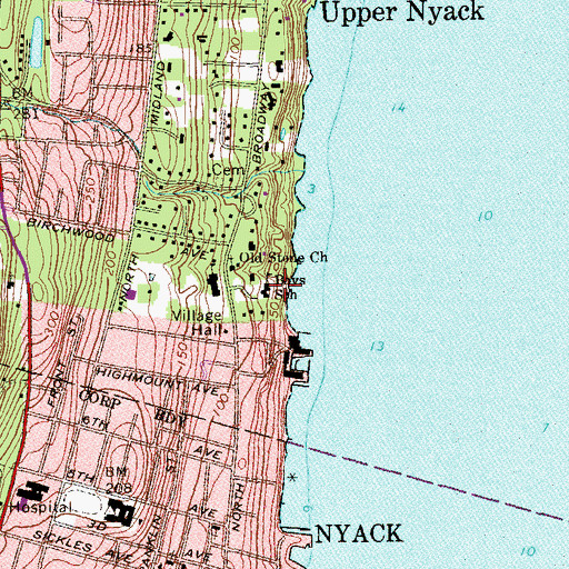 Topographic Map of Nyack Boys School, NY