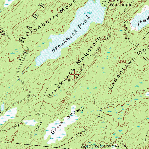 Topographic Map of Breakneck Mountain, NY