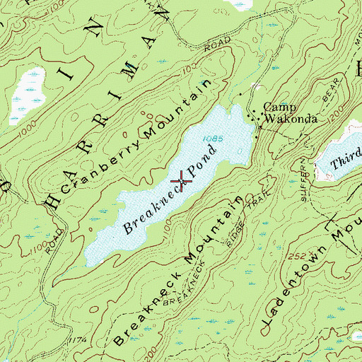 Topographic Map of Breakneck Pond, NY