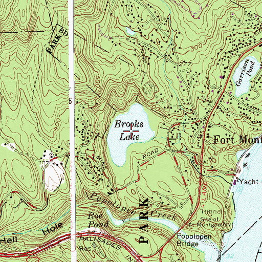 Topographic Map of Brooks Lake, NY