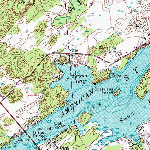 Topographic Map of Brown Bay, NY