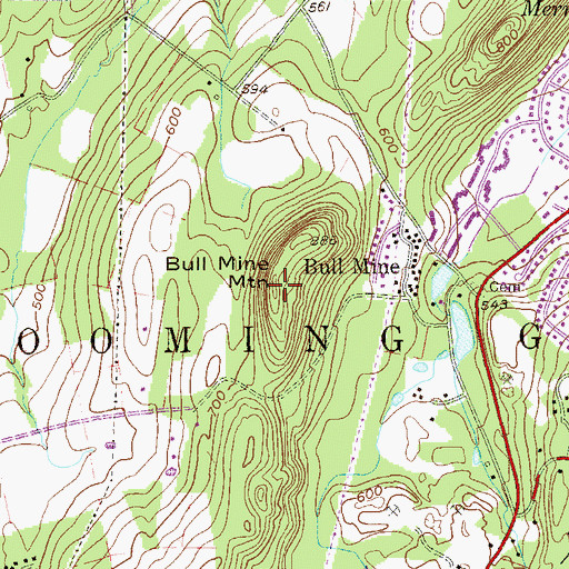 Topographic Map of Bull Mine Mountain, NY