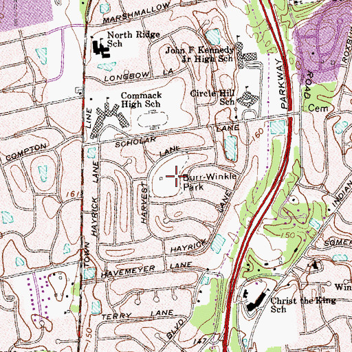 Topographic Map of Burr-Winkle Park, NY