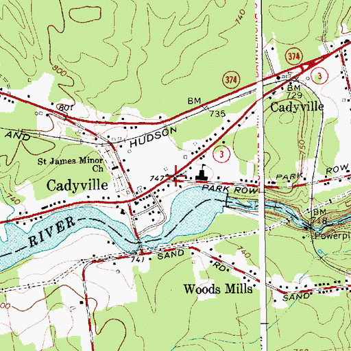 Topographic Map of Cadyville, NY