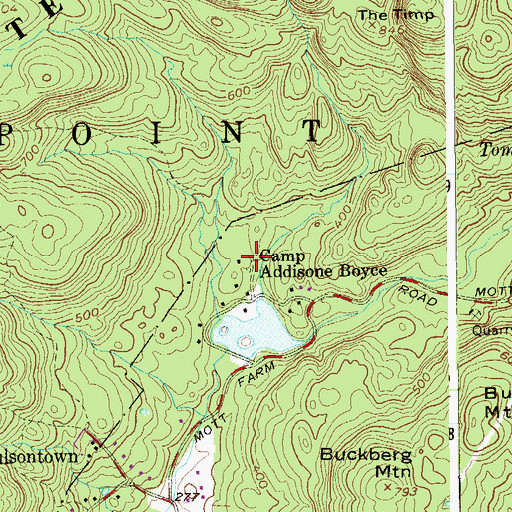 Topographic Map of Camp Addisone Boyce, NY