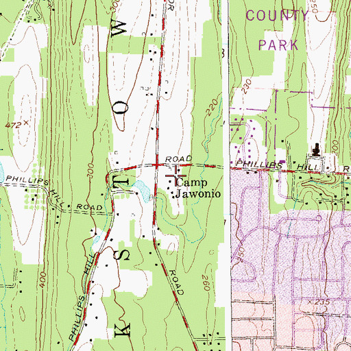 Topographic Map of Camp Jawonio, NY