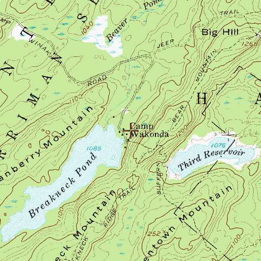 Topographic Map of Camp Wakonda, NY