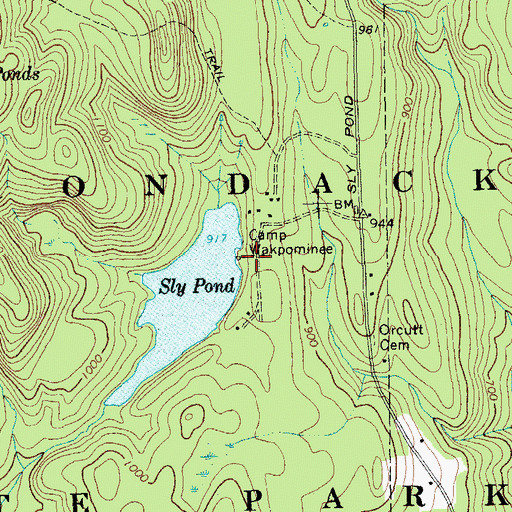 Topographic Map of Camp Wakpominee, NY