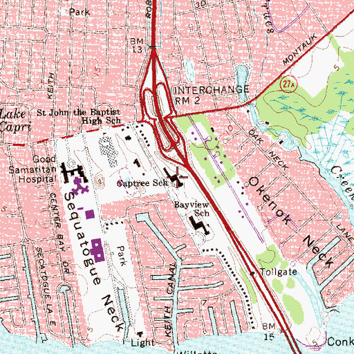 Topographic Map of Captree Elementary School, NY