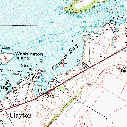 Topographic Map of Carrier Bay, NY