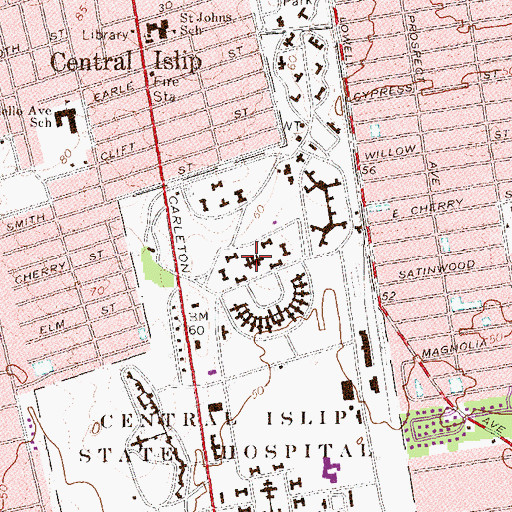 Topographic Map of Central Islip Psychiatric Center (historical), NY