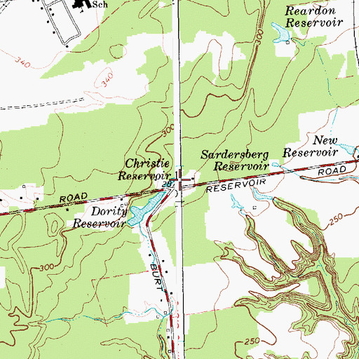 Topographic Map of Christie Reservoir, NY