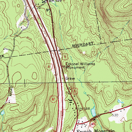 Topographic Map of Colonel Williams Monument, NY