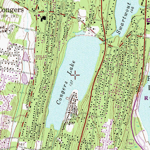 Topographic Map of Congers Lake, NY