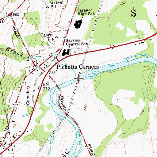 Topographic Map of Corners Brook, NY