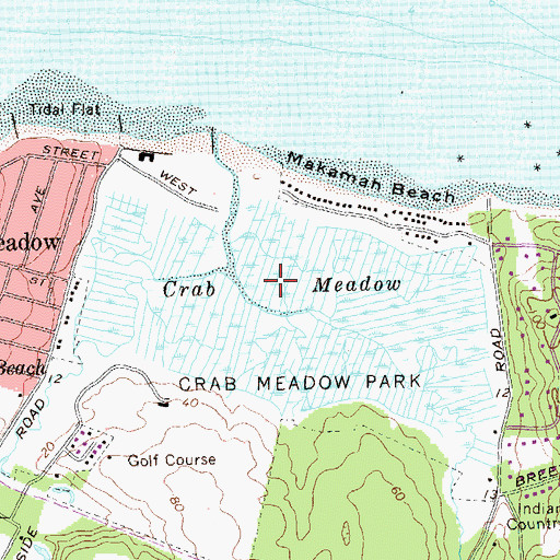 Topographic Map of Crab Meadow, NY