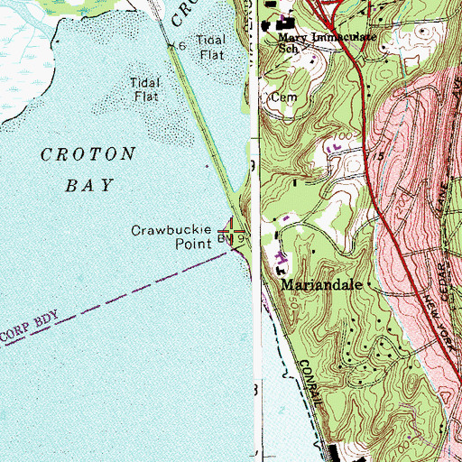 Topographic Map of Crawbuckie Point, NY