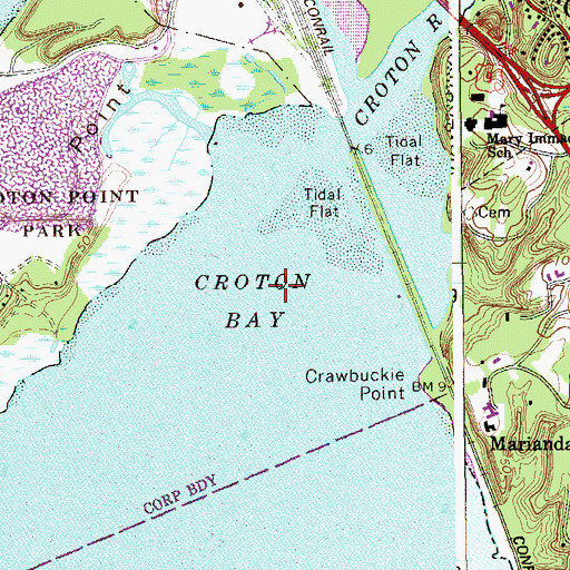 Topographic Map of Croton Bay, NY