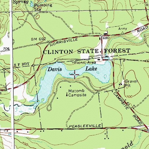 Topographic Map of Davis Lake, NY