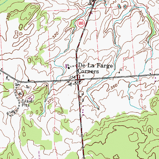 Topographic Map of De La Farge Corners, NY