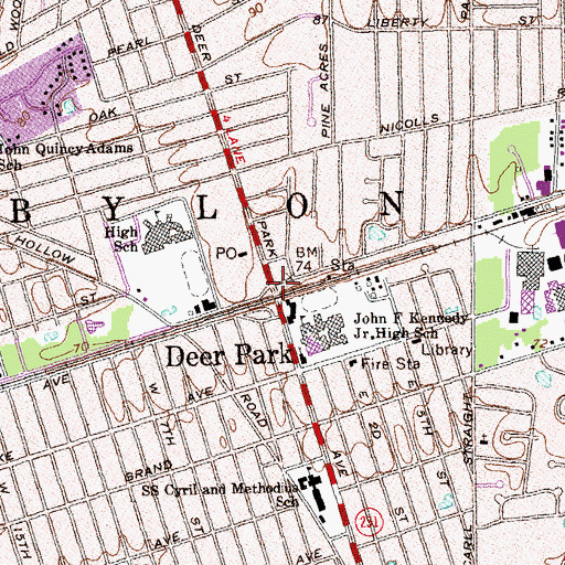 Topographic Map of Deer Park, NY