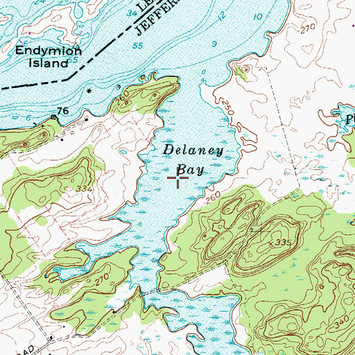Topographic Map of Delaney Bay, NY