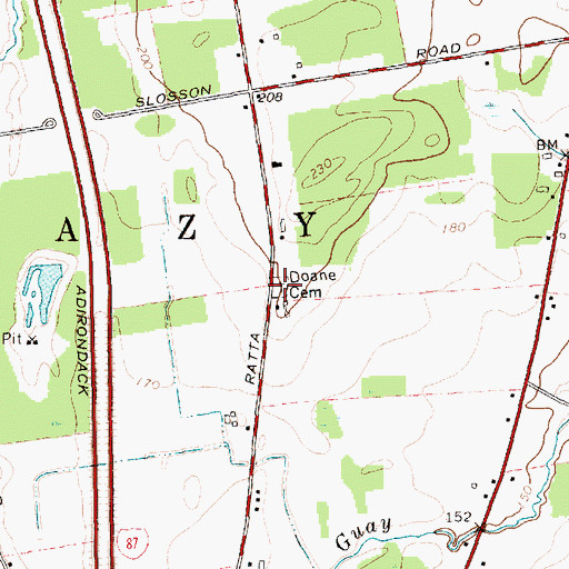 Topographic Map of Doane Cemetery, NY