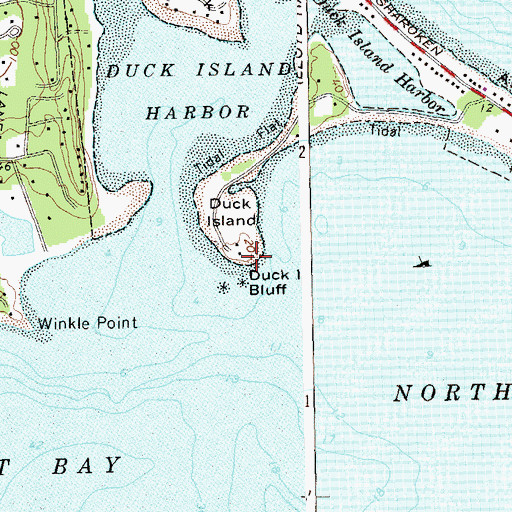 Topographic Map of Duck Island Bluff, NY