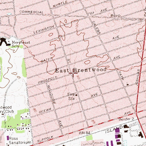 Topographic Map of East Brentwood, NY