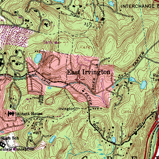 Topographic Map of East Irvington, NY