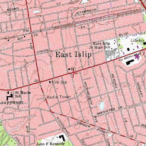 Topographic Map of East Islip, NY