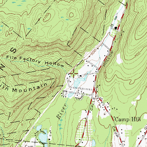 Topographic Map of File Factory Hollow, NY