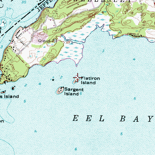 Topographic Map of Flatiron Island, NY