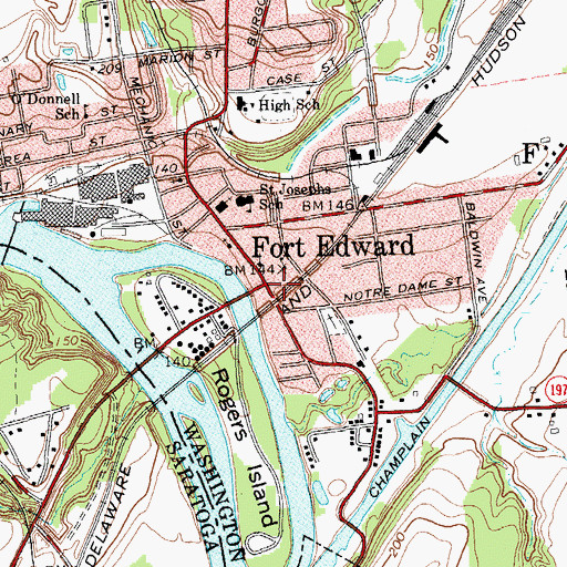 Topographic Map of Fort Edward, NY